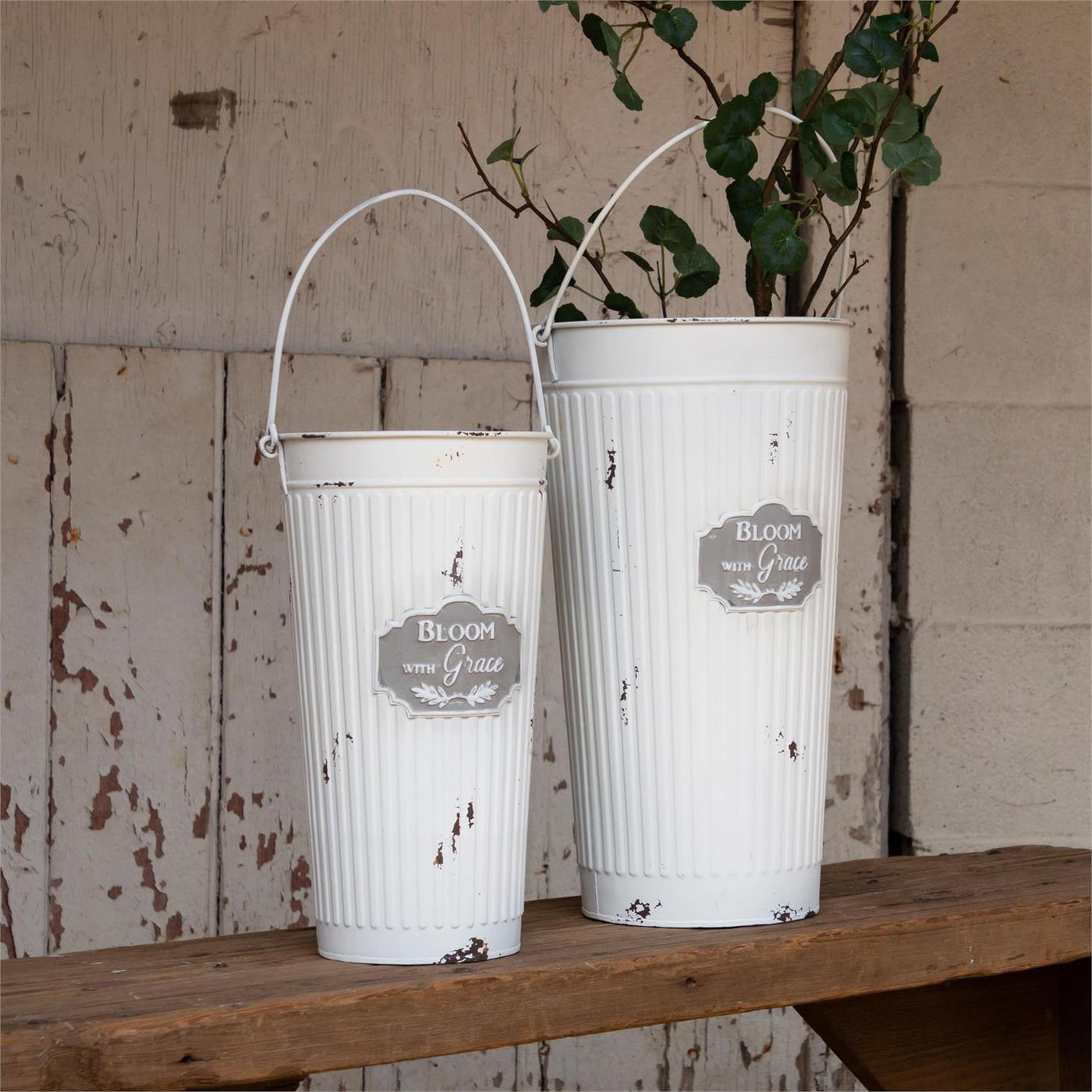Set of 2 Bloom with Grace Cottage Chic Tall Buckets