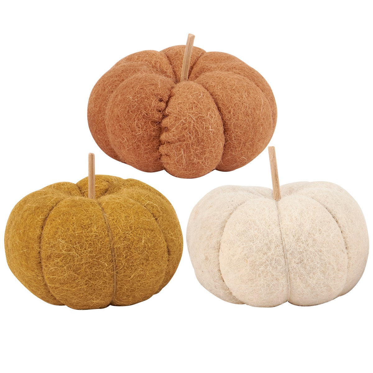Set of 3 Mini Felt Pumpkin Set