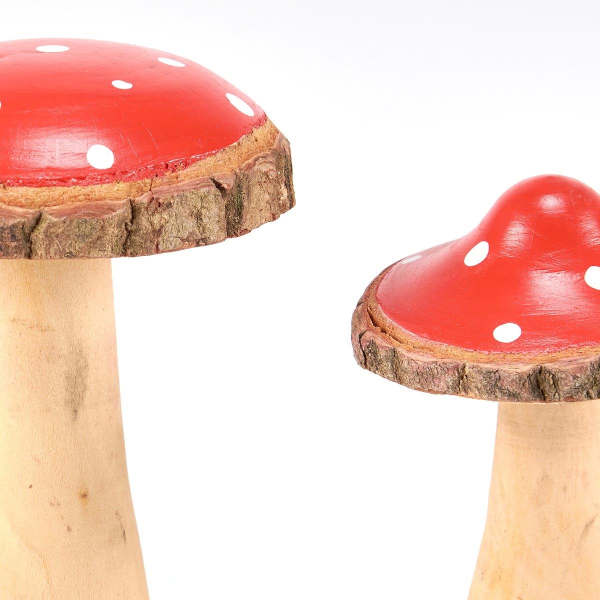 Set of 2 Red Dotted Mushroom Decorative Figures