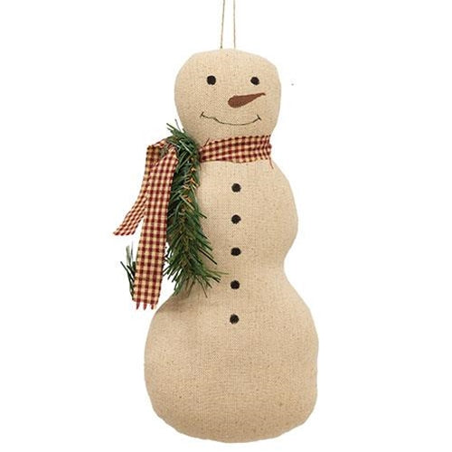 Primitive Snowman Fabric 10" Hanger