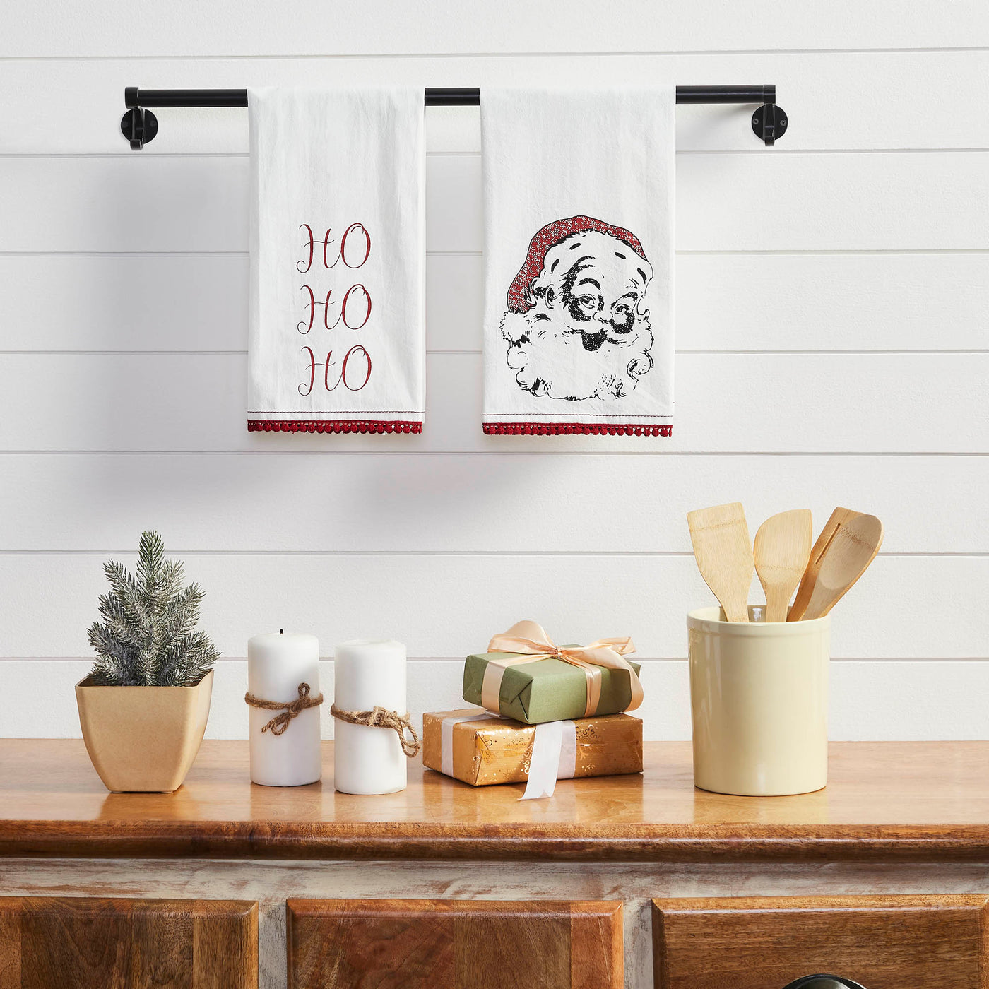💙 Kringle Ho Ho Ho White Set of 2 Tea Towels