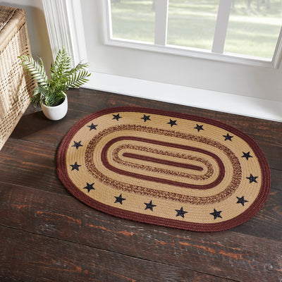 Americana Potomac With Stencil Stars Jute 36" Oval Rug