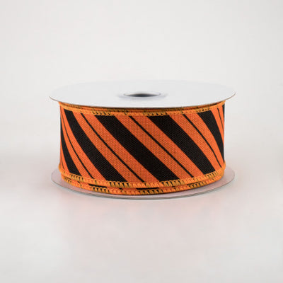 💙 Orange and Black Striped Ribbon 1.5" x 10 yards