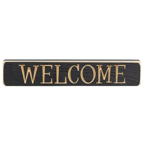 WELCOME 9" Engraved Wooden Block Sign