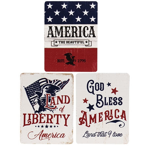 Set of 3 Americana Rectangle Magnets 4"