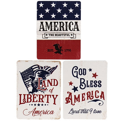Set of 3 Americana Rectangle Magnets 4"