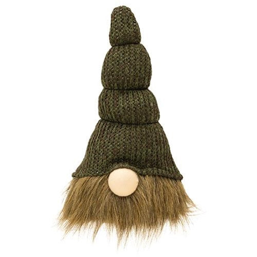 Green Bubble Knit Hat Gnome Head 12" H