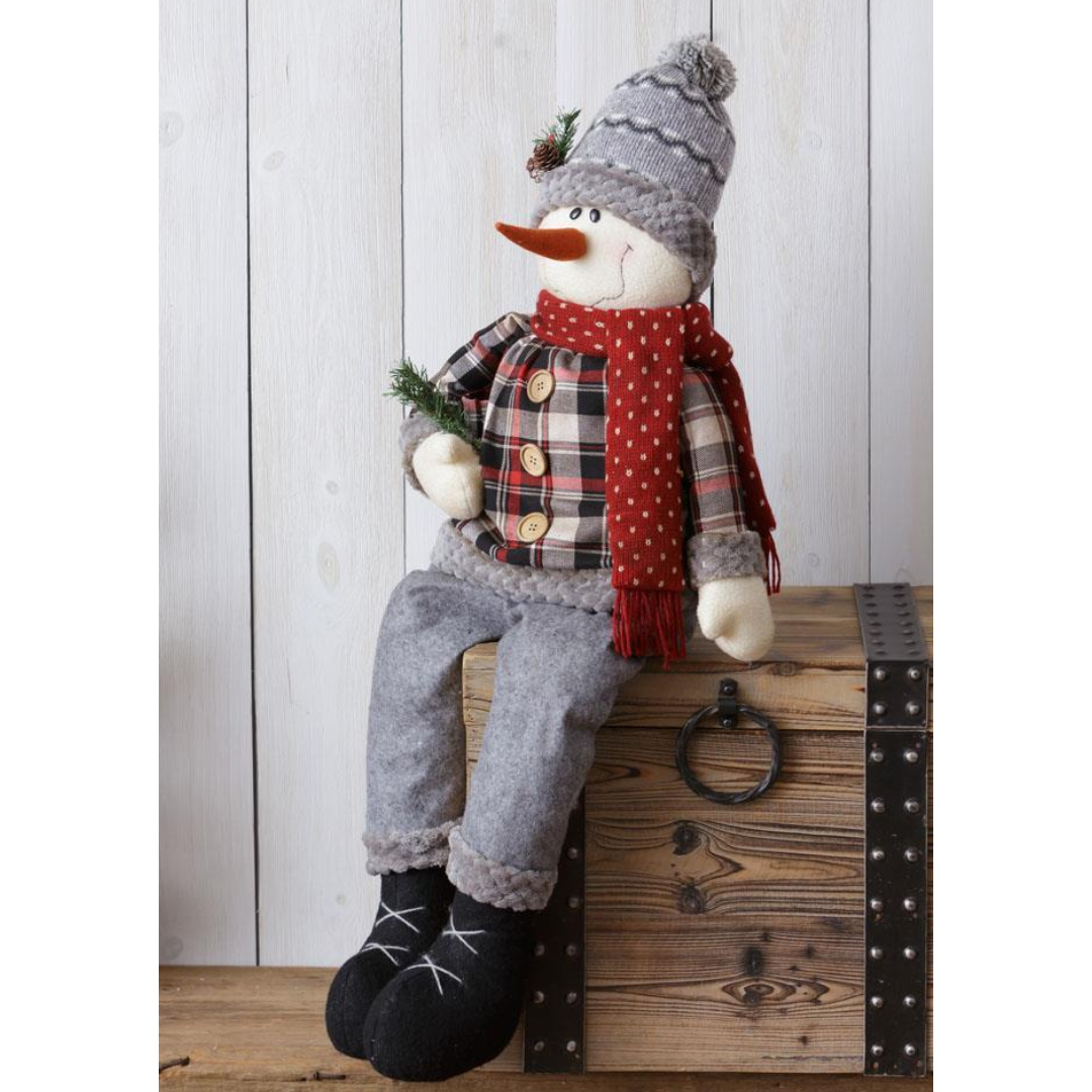 Winter Days Snowman Fabric Sitting Figure 39" H