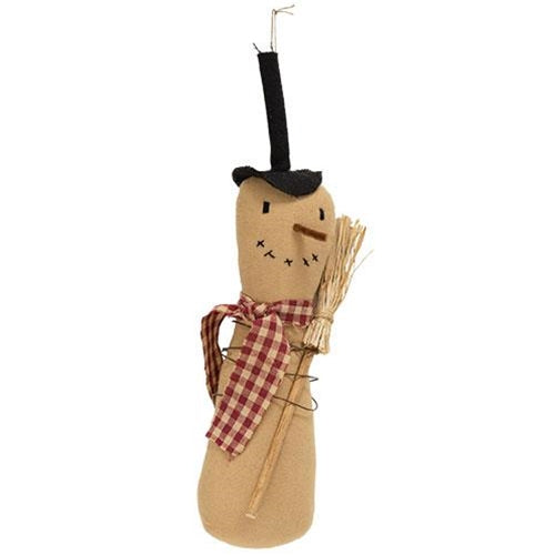 Primitive Snowman with Check Scarf Hanger