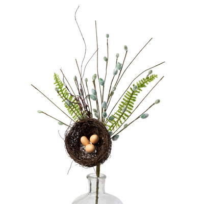 Fern and Pussywillows Birds Nest 20" Spray