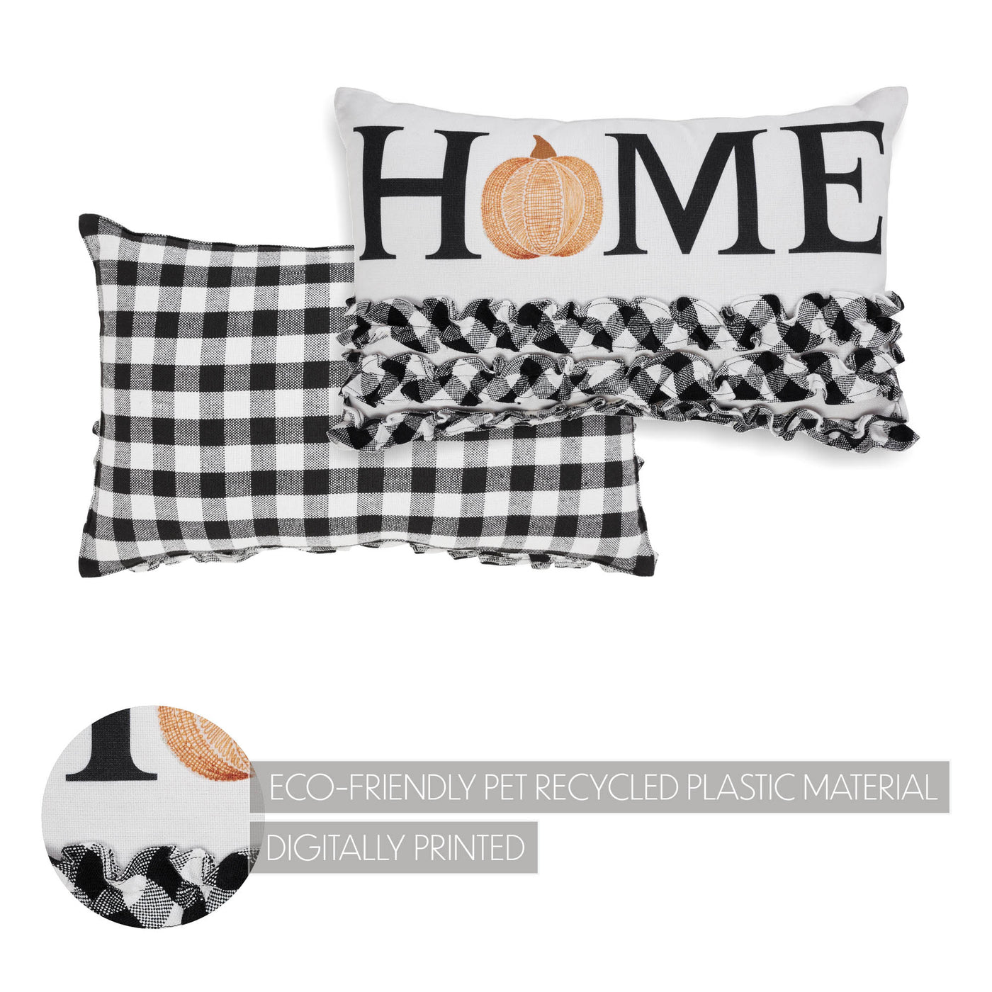 Annie Black Check Home Pumpkin Ruffle Accent Pillow