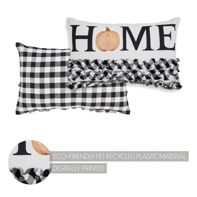 Annie Black Check Home Pumpkin Ruffle Accent Pillow