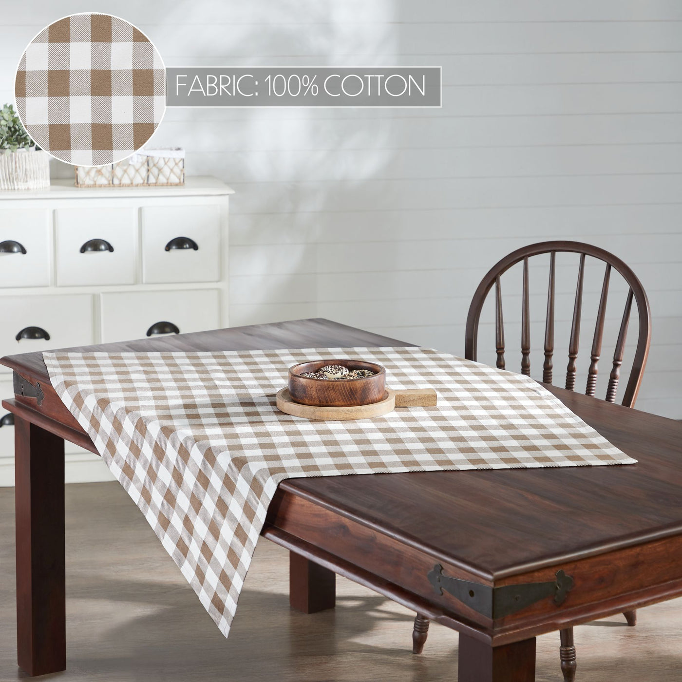 Annie Buffalo Check Portabella 40" Square Table Topper