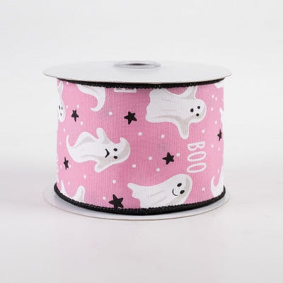 Boo Ghosts on Pink Ribbon 2.5" x 10 yards