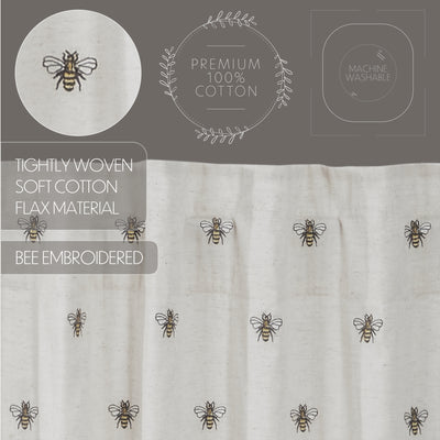 Embroidered Bee Tier Bistro Curtains Set of 2 24" x 36"