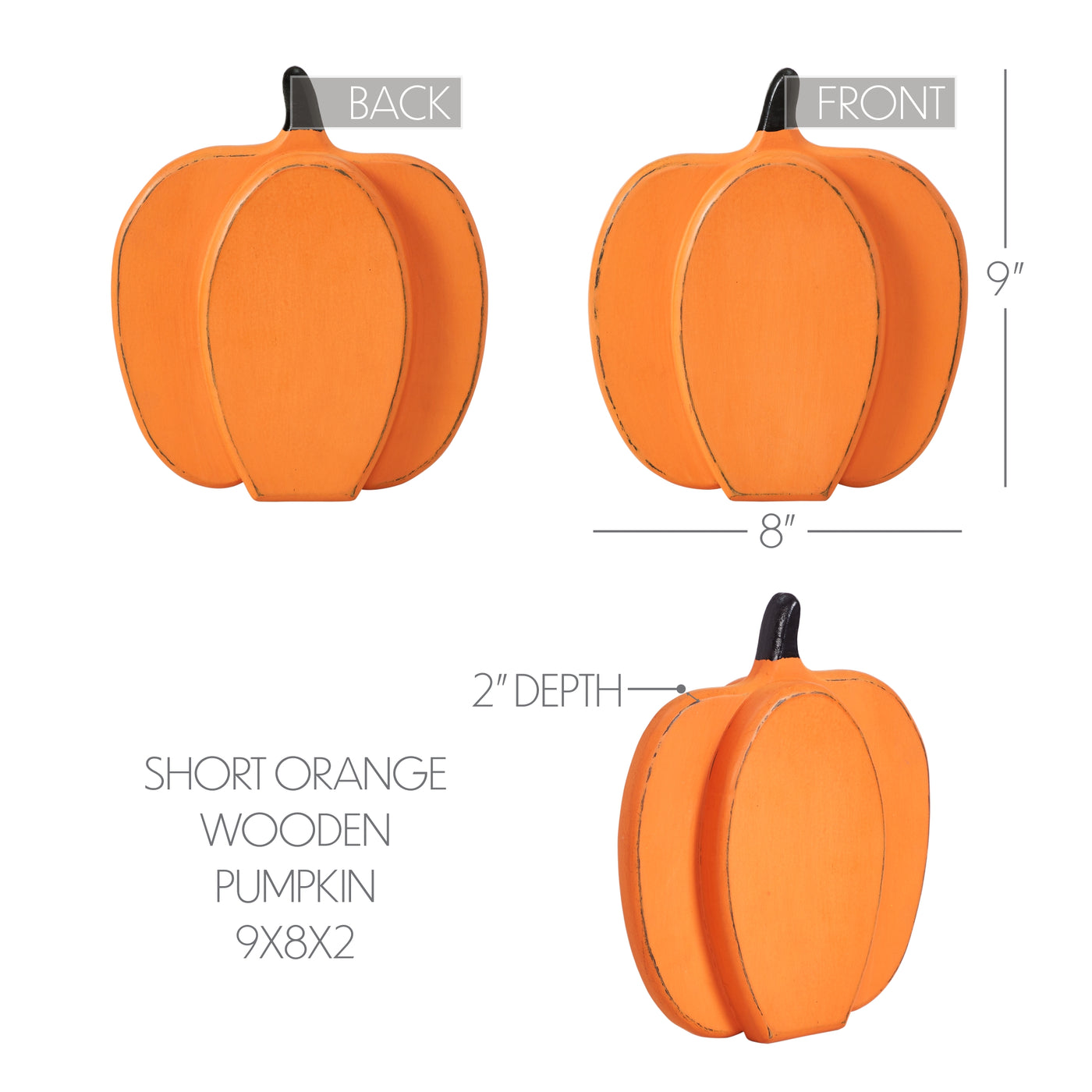 Orange Wooden Layered Pumpkin 9" H