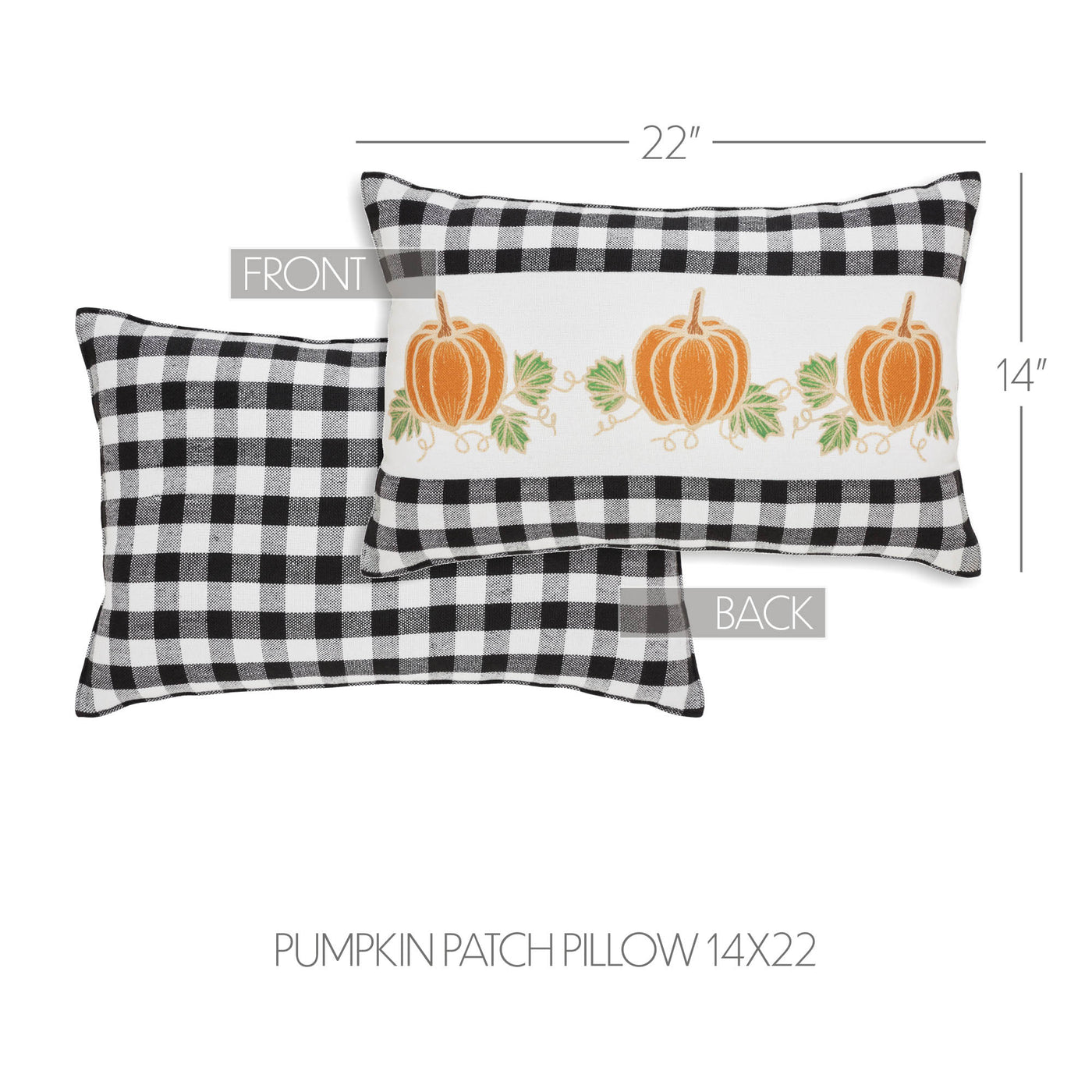 Annie Black Check Pumpkin Patch 22" Fall Pillow