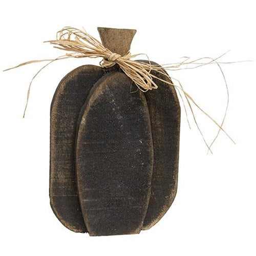 DAY 22 🎃 31 DAYS OF SPOOKYWEEN Rustic Black Layered Wood Pumpkin Sitter 10" H