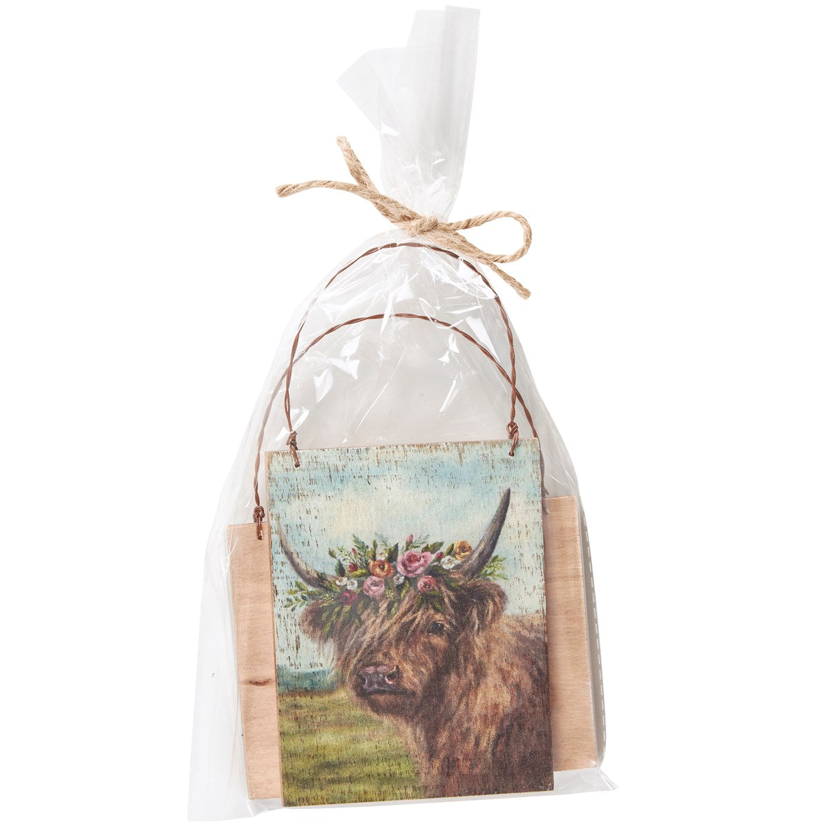 Floral Highland Cows Ornament Set of 2