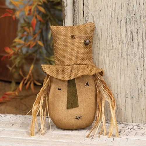 Primitive Scarecrow Hanger with Burlap Hat 7" H
