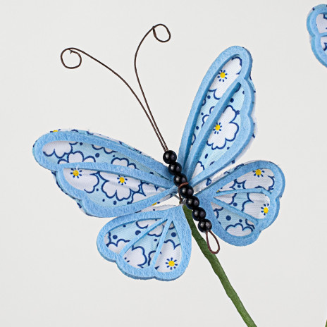 HAPPY BIRTHDAY🎂 Blue Floral Butterfly 26" Spray