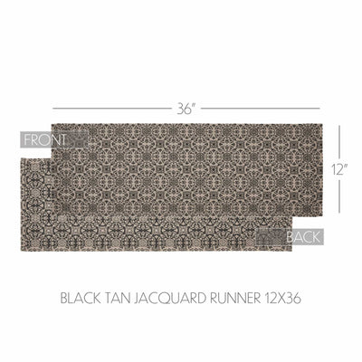 Custom House Black Tan Jacquard 36" Table Runner