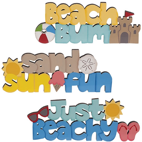 Set of 3 Beach Bum Just Beachy Wooden Word Sitters