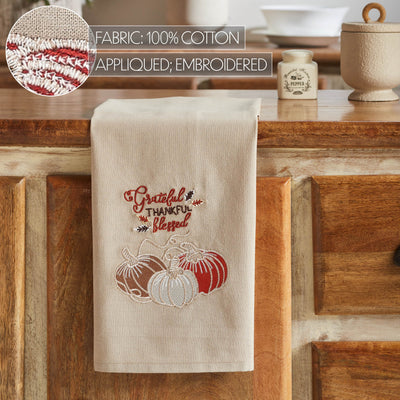 Grateful Thankful Blessed Pumpkins Tea Towel