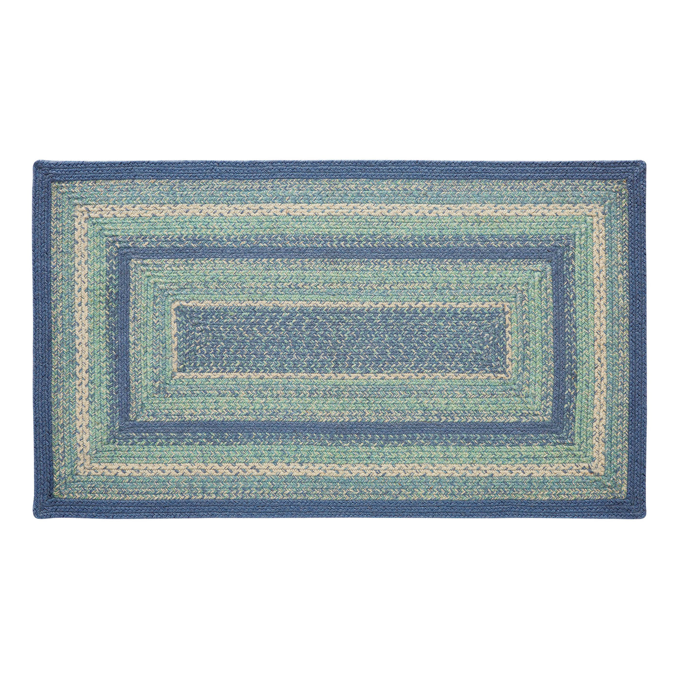 Jolie Jute Blue Shades Rectangular Rug With Pad 27" x 48"