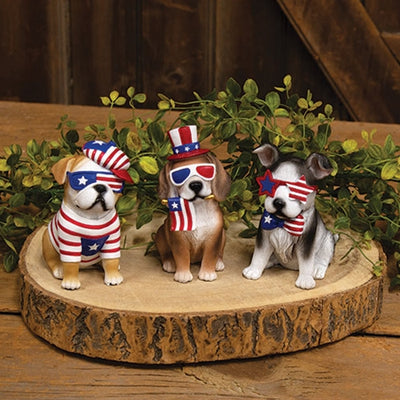 Set of 3 Americana Dog Resin Figures