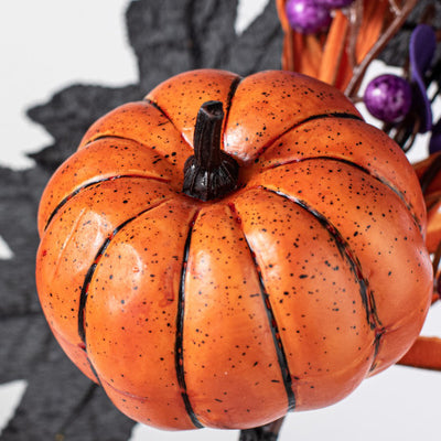 💙 Pumpkins with Purple Orange and Black 15" Faux Halloween Pick
