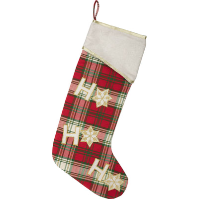 HO HO Holiday Tartan Christmas Stocking 20" Long