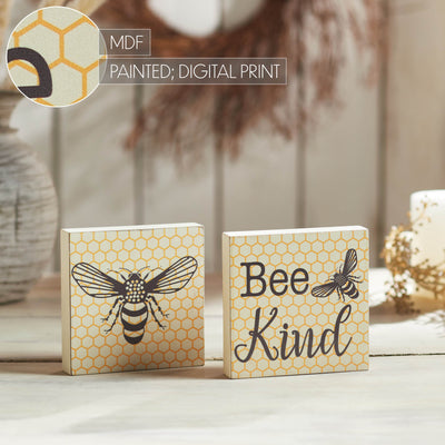 Set of 2 Buzzy Bees Bee Kind 5" Block Signs