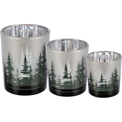 Set of 3 Winter Trees Candle Holders