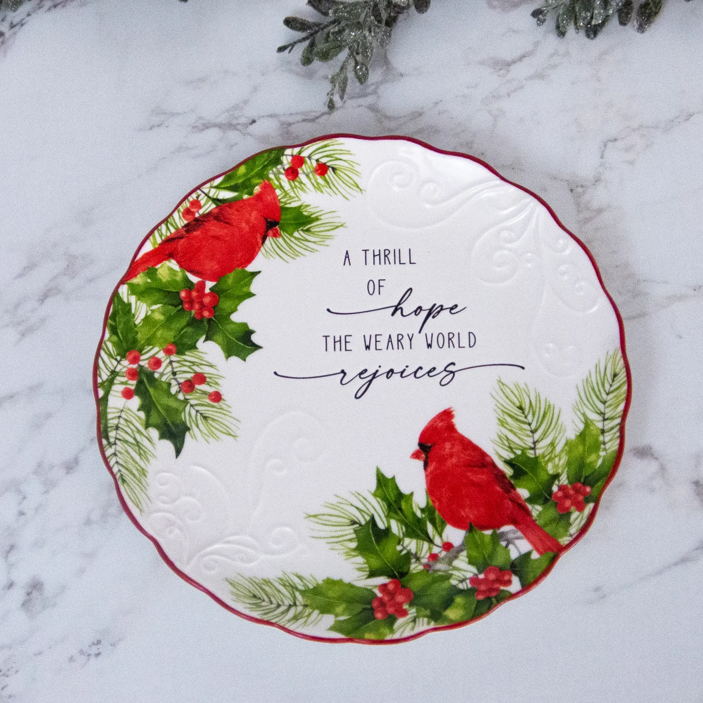 Cardinal And Holly A Thrill of Hope 8" Decorative Plate