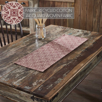 Burgundy Tan Jacquard 36" Table Runner