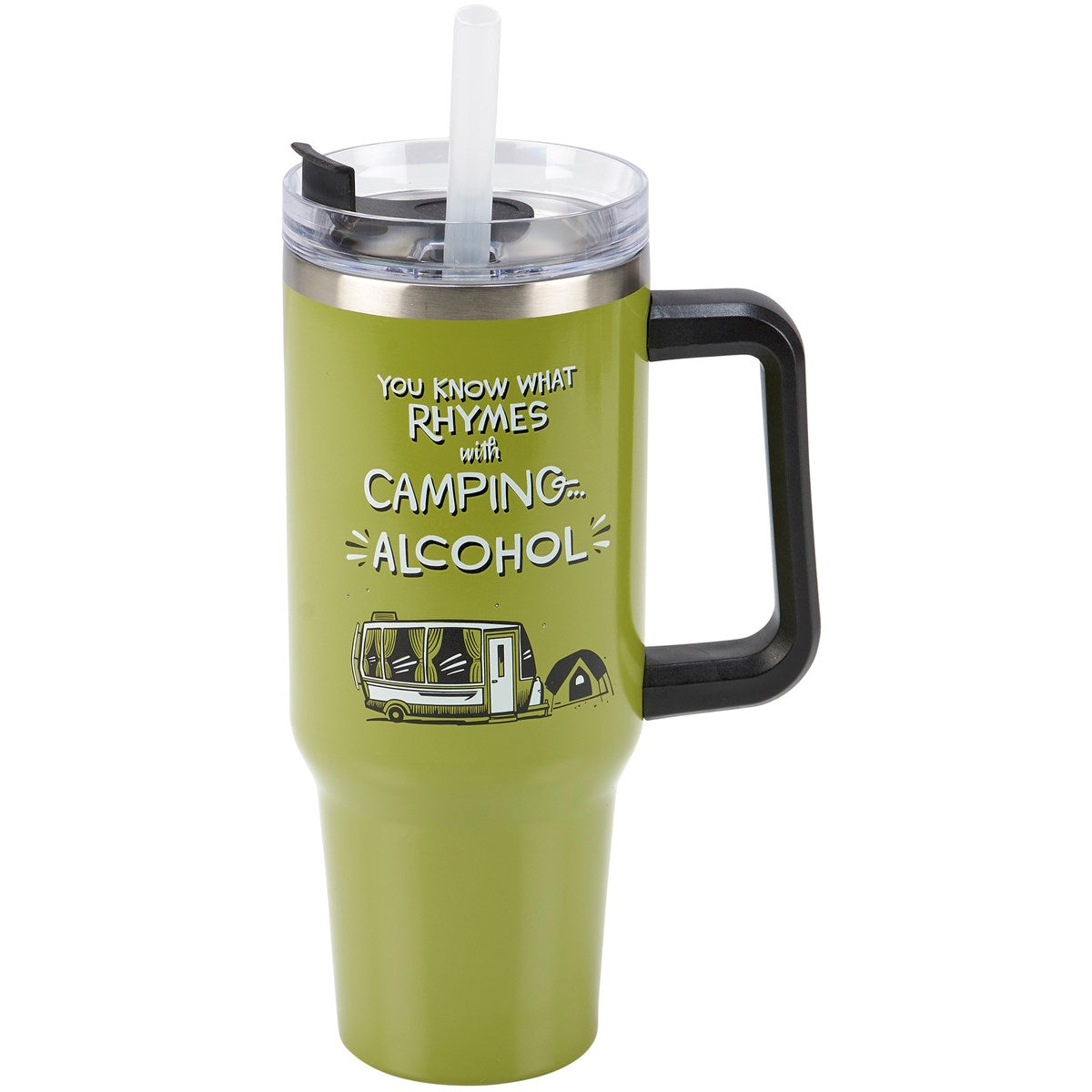 Surprise Me Sale 🤭 You Know What Rhymes With Camping Alcohol 40 oz Travel Mug