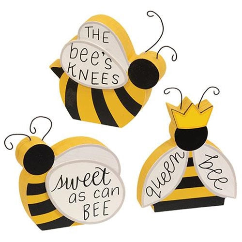 Set of 3 Bee Sayings Chunky Sitter Signs