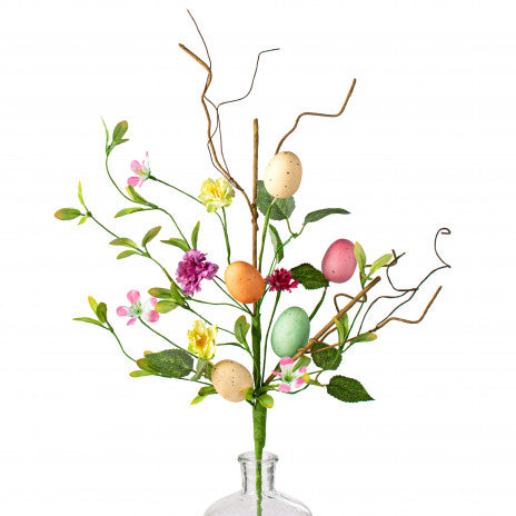 Easter Eggs and Flowers 24" Faux Floral Spray