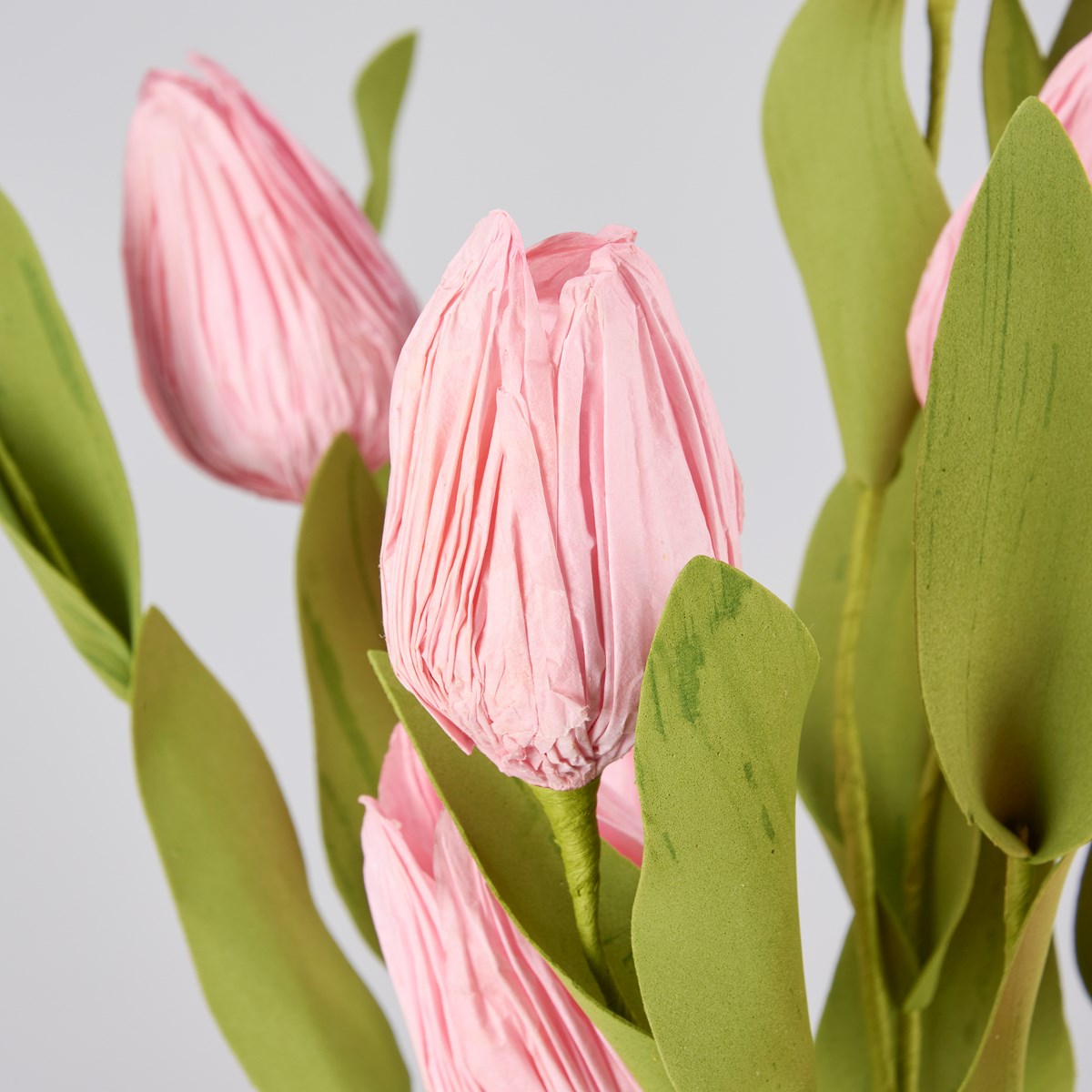 Light Pink Tulips 19" Faux Floral Pick