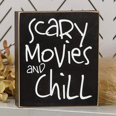 🎄💙 Scary Movies and Chill 6" H Box Sign