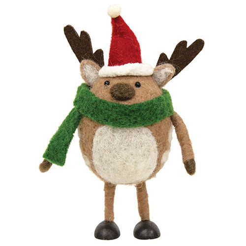 💙 Reindeer With Santa Hat Felt Ornament