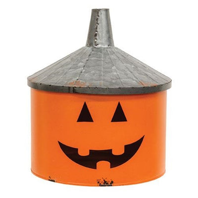 Orange Funnel Metal Jack O Lantern Halloween