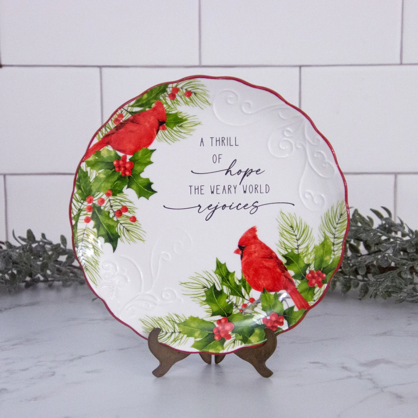 Cardinal And Holly A Thrill of Hope 8" Decorative Plate