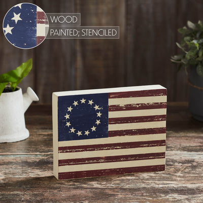 Colonial American Flag 8" Wooden Sign