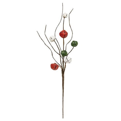 Red Green and White 19.75" Jingle Bell Pick