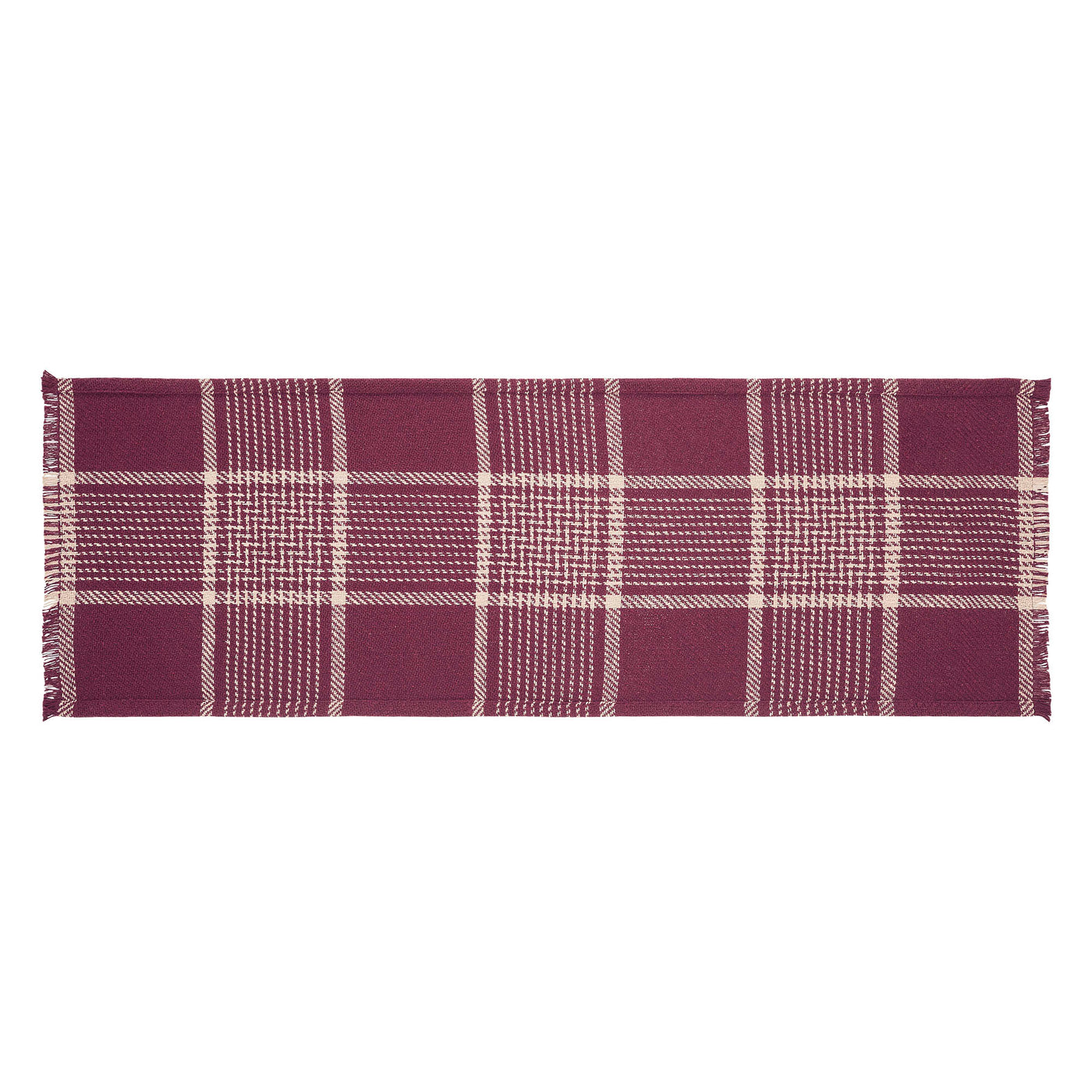 Eston Burgundy Tan Plaid 36" Table Runner