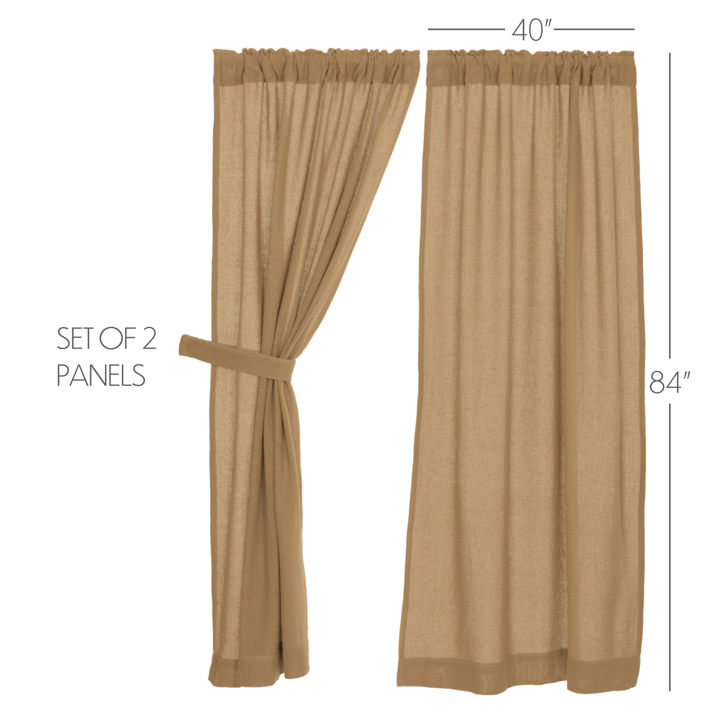 Set of 2 Burlap Natural Panel Curtains 84'' H x 40'' W