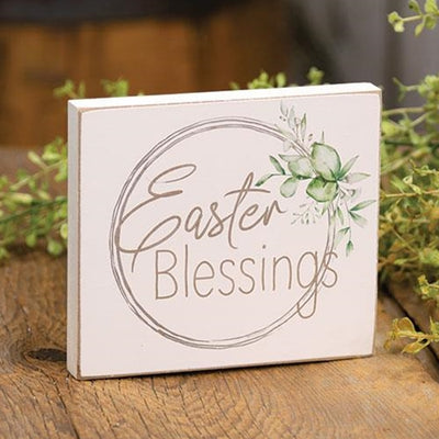💙 Easter Blessings 6" Wooden Block Sign