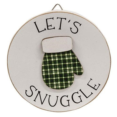 Let's Snuggle Winter Mitton Small Circle Easel Sign